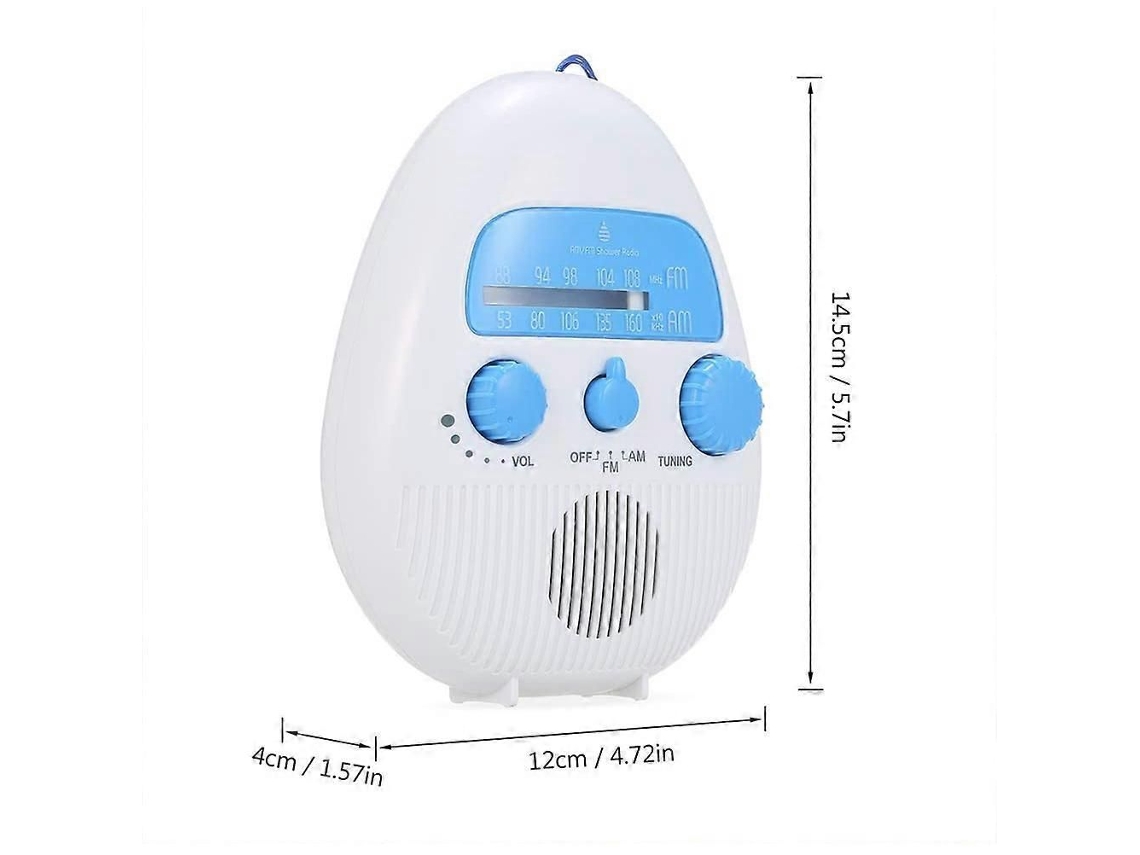 Radio de baño mini impermeable GOKOCO con batería y radio FM/AM