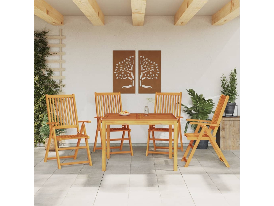 Juego de comedor de jardín de 5 piezas en madera maciza de acacia, DKD Home Decor