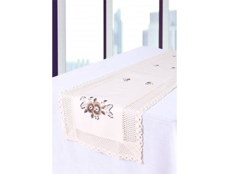Camino de Mesa Bordado Floral castanho 40*110cm BOD HOME