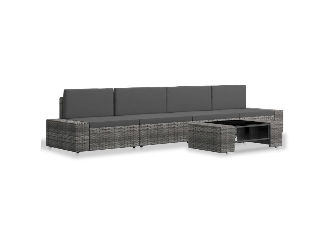 Maison Exclusive - Juego De Muebles De Jardín 5 Piezas Ratán Sintético Gris