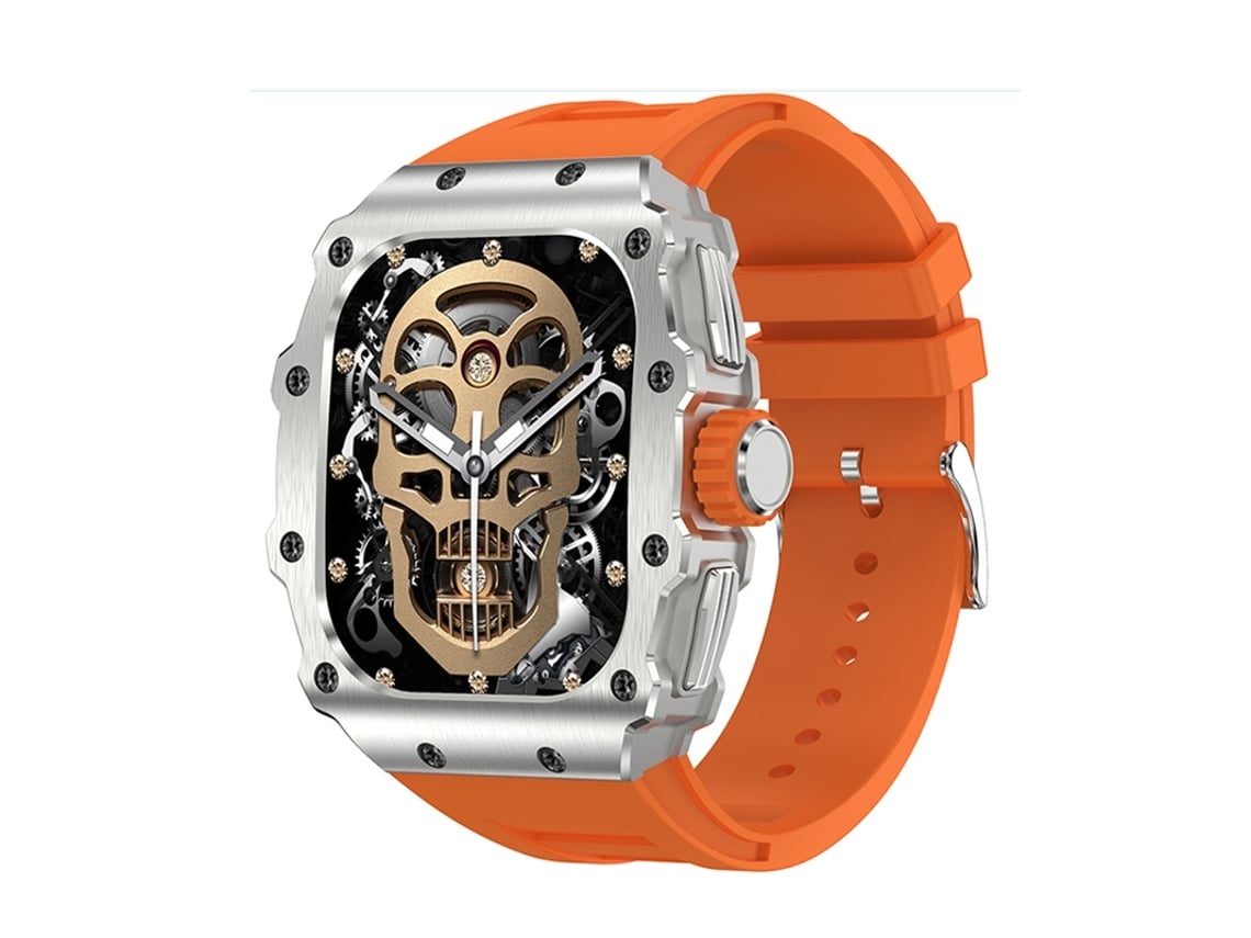 Smartwatch con llamadas Bluetooth, pantalla AMOLED de 1,95 pulgadas, monitorización de frecuencia cardíaca y presión arterial, Orange Chennnls