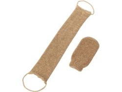 Cepillo Para La Espalda Para Exfoliación Corporal, Correa De Lavado Y Guantes Exfoliantes De Yute Natural.