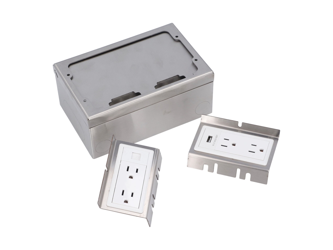 2026-as-tira De Alimentación Recesada Acero Inoxidable Plata 4 Tomacorrientes 3 Pies Y Puerto Usb Para Computadoras