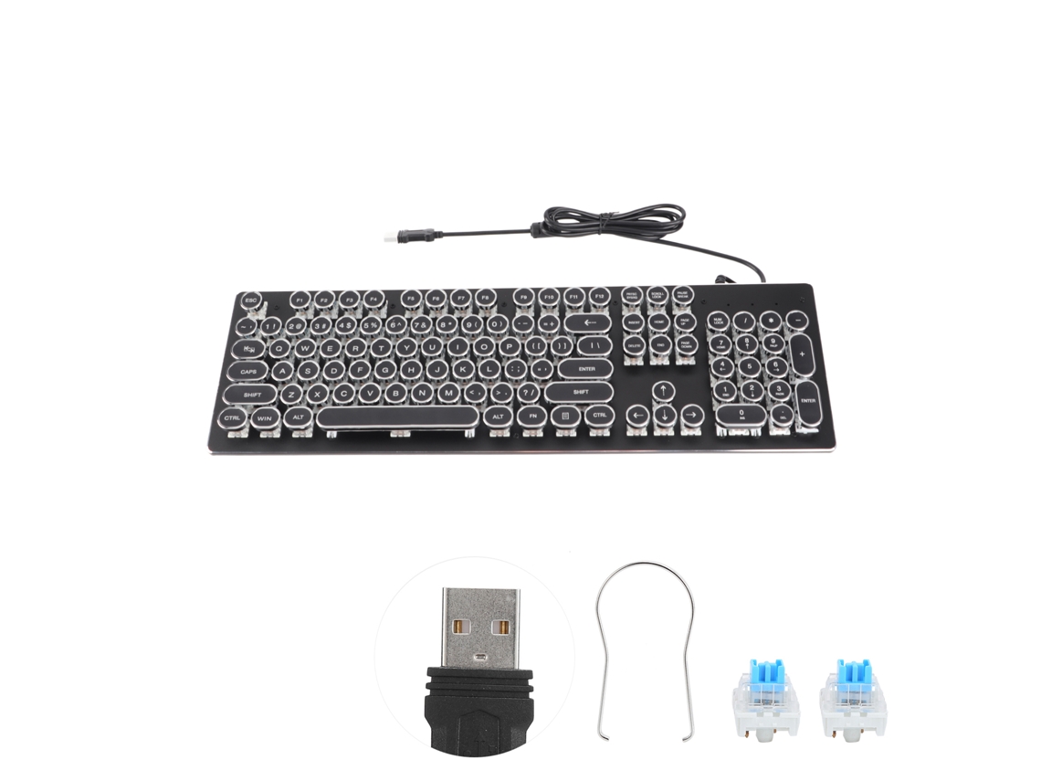 Teclado Mecánico Para Juegos Con Cable, 104 Teclas, Retroiluminación Mixta, Diseño Ergonómico, Color Negro Hjk920