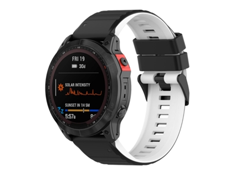 Correa de Silicona 26mm dos colores para Garmin Fenix 7X/6X/5X - blanco/negro