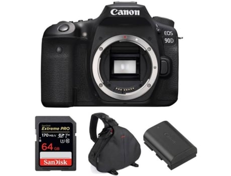 Kit Cámara Reflex CANON EOS 90D + SanDisk 64GB + LP-E6N + Bolsa