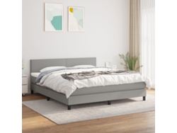 Cama Box Spring Con Colchón Tela Gris Claro 180x200 Cm
