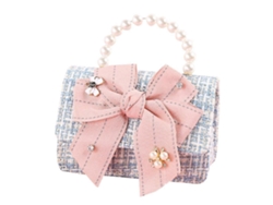 Bolsos y carteras infantiles coreanas, lindos mini bolsos cruzados para niñas, bolsos de mano con perlas sintéticas azul real