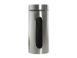 Recipiente de acero inoxidable para almacenar alimentos en la cocina, con tapa de vidrio transparente y cierre hermético (1300 ml).