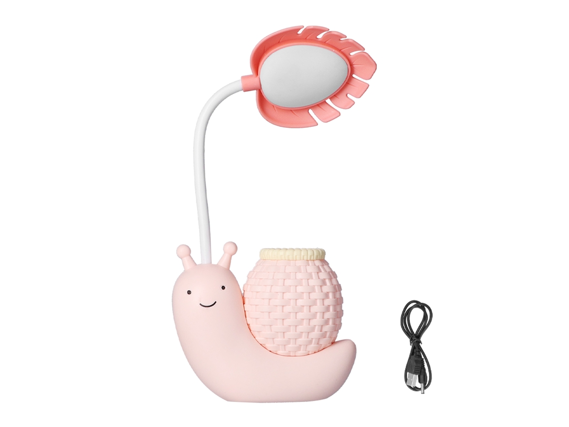 Lámpara de oficina LED BJ con portalápices, carga USB, funcional, bonita lámpara para estudiantes y niños, rosa