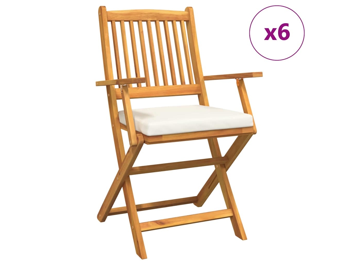 Maison Exclusive - Cadeira Dobrável Com Almofada 6 Pcs Branco 49 X 57,5 X 92cm