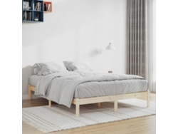 Estructura De Cama Sin Colchón Madera Maciza De Pino 193x203 Cm