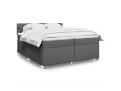 Cama Box Spring Con Colchón Tela Gris Oscuro 200x200 Cm