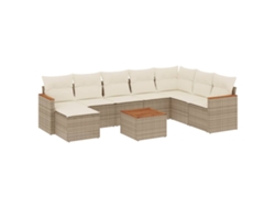 Conjunto 9 de sofás de jardín VIDAXL con cojines ratán sintético beige