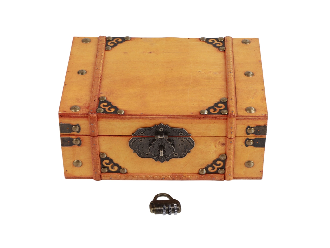 Caja De Almacenamiento De Joyas De Madera Antigua Con Cierre Decorativo Para Tocador Y Hogar.