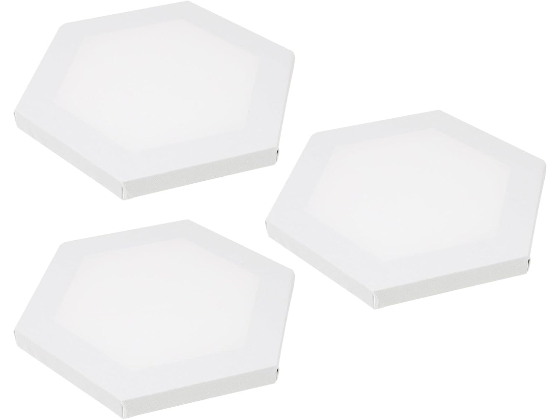 Juego de 3 marcos hexagonales con lienzo blanco liso para pintar (DIY) para artistas. SFUSHOS (Hazlo tú mismo)