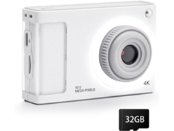 Cámara compacta Eifson FHD 1080p con tarjeta de memoria de 32 GB, cámara digital para niños de 48 MP con zoom 8x (blanca)
