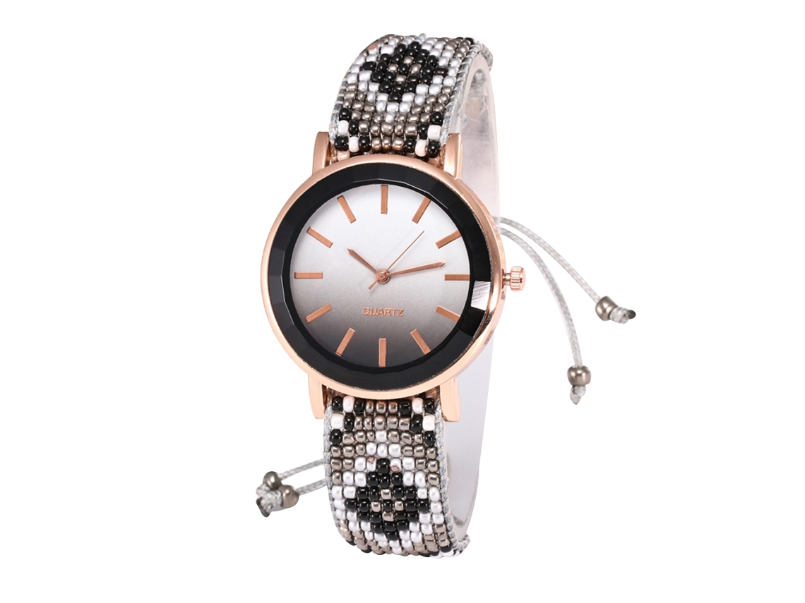 Reloj De Pulsera Zhoulianfa De Aleación Con Correa Tejida, Estilo Nacional Único, Negro.