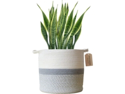 RNEMITERY Cesta de Algodón Tejido con Soga para Maceta Interior, Cesta para Ropa Doblez, Cesta de Almacenamiento para Hogar