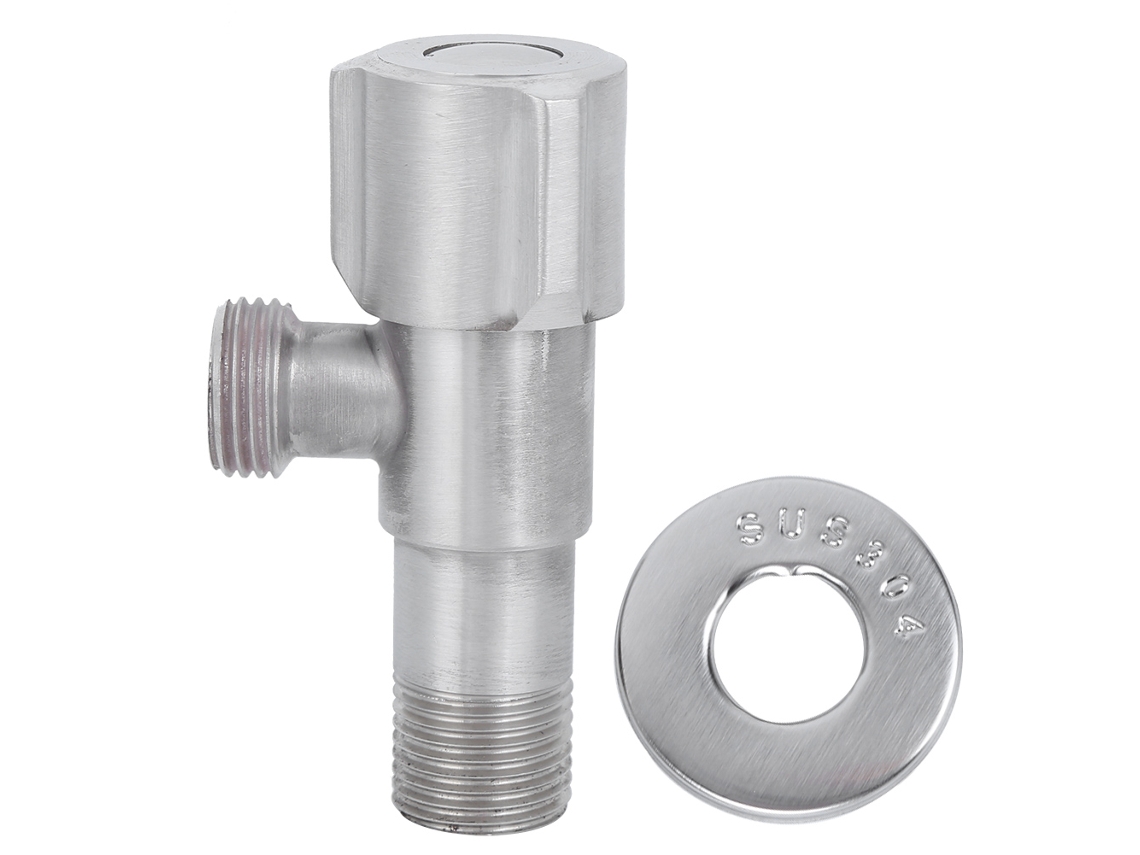Válvula de cierre angular de acero inoxidable G1/2 con rodillo para cocina y baño, accesorios plateados
