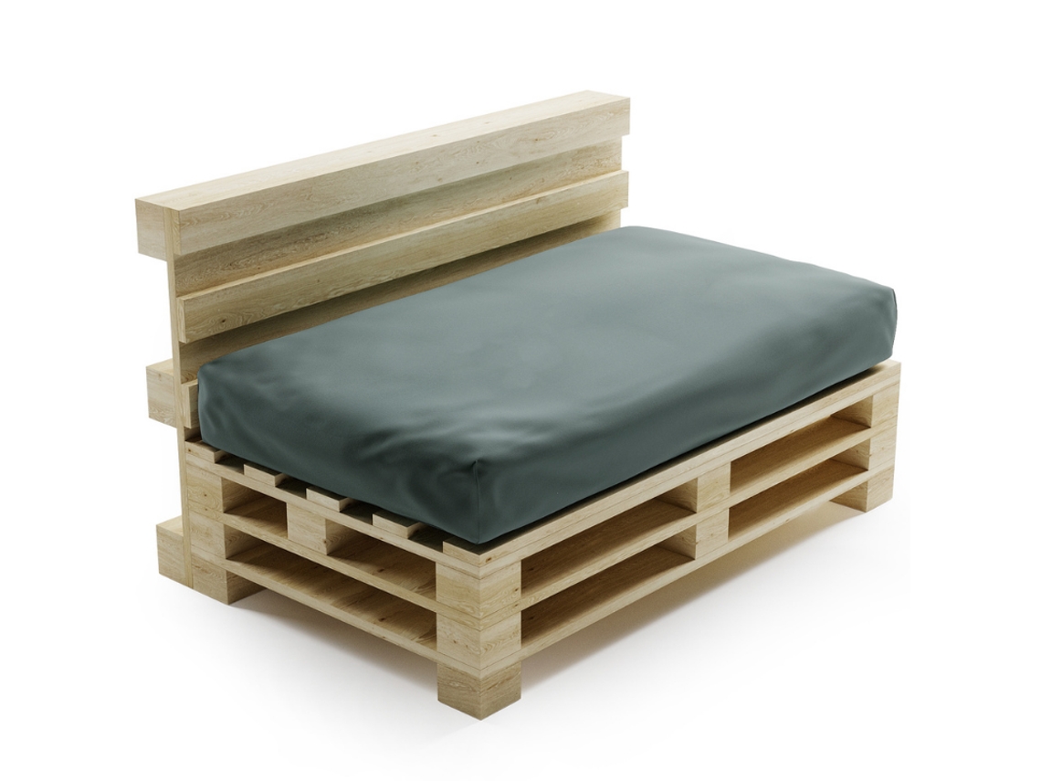Respaldo Cojín Desenfundable para Palés de Poliéster Bananair 120x80 cm Gris Oscuro