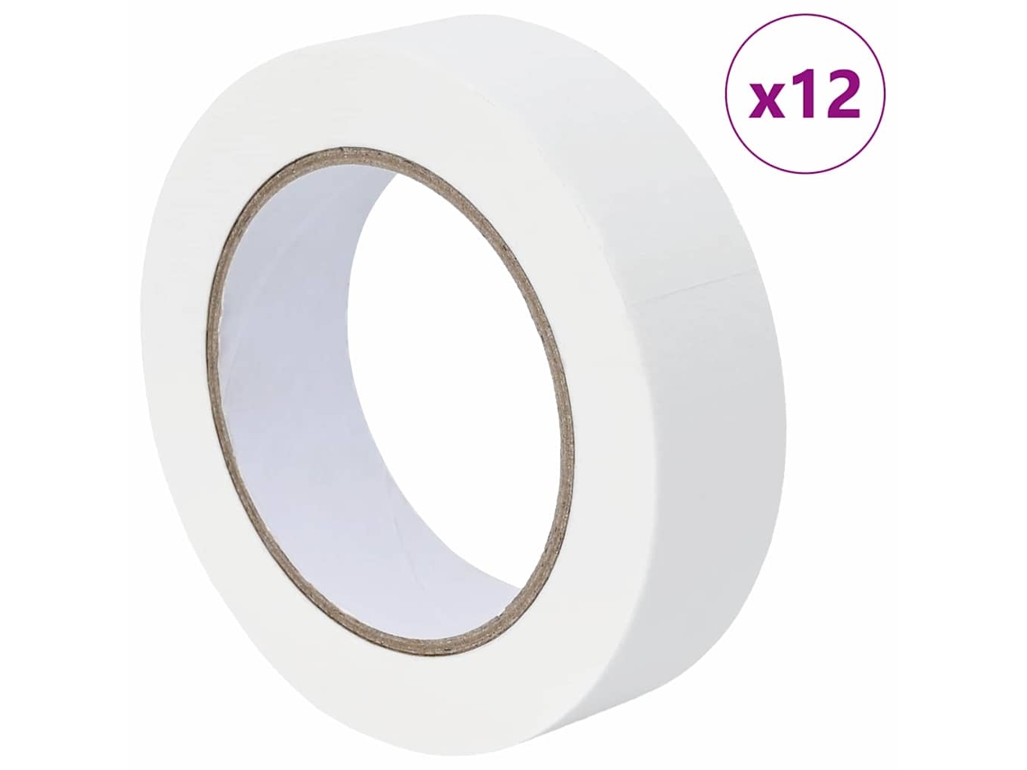Juego de 12 cintas de enmascarar blancas de 30 mm x 50 m de papel EXCLUSIVAS DE LA CASA