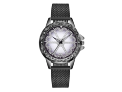 Reloj De Pulsera De Cuarzo Para Mujer Vansvar Con Piedras Preciosas, Aleación De Metal Negro.