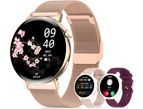 VEANXIN Reloj Inteligente 1.32 en HD Pantalla táctil Completa Rastreador de Ejercicios a Prueba de Agua-Oro