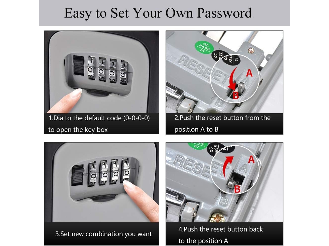 Caja de seguridad para llaves montada en la pared, caja de seguridad  portátil para llaves de
