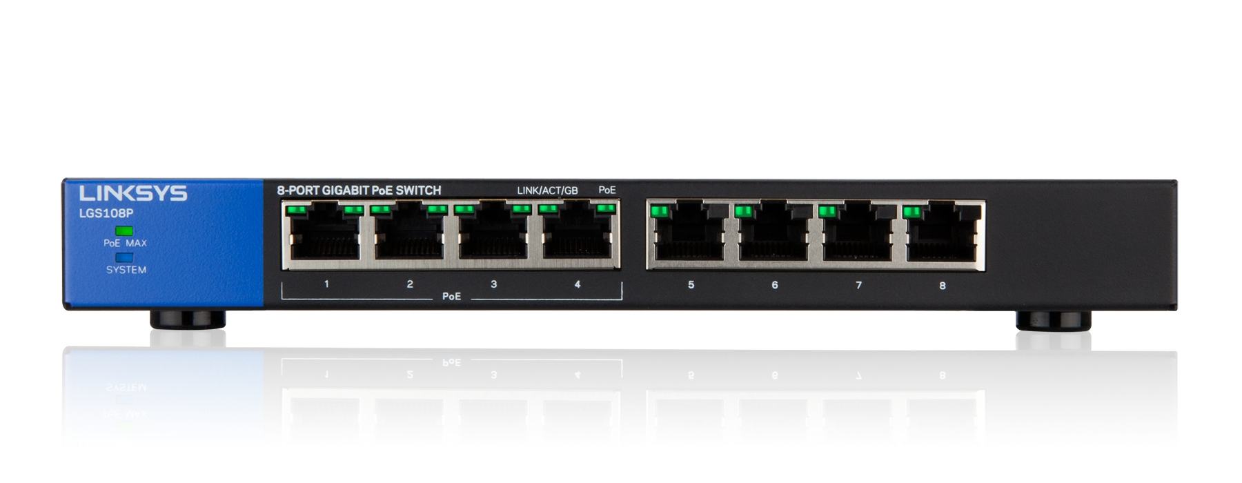 Linksys Lgs108peu Switch de red gigabit no administrado 8 puertos 4 poe+ hasta 1000 mbps para lgs108p