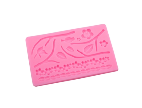 Molde de silicona para tartas con forma de flores, hojas, flores de ciruelo y ramitas, rosa