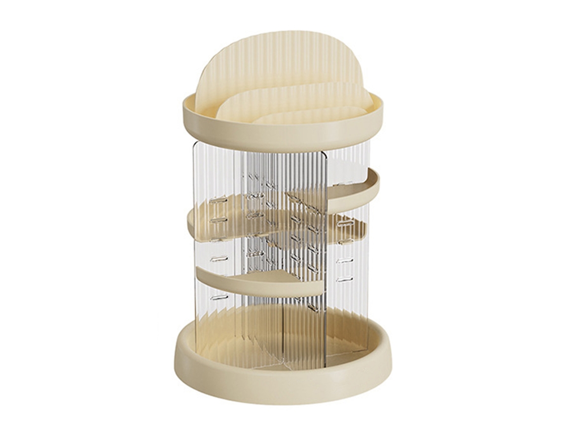 Organizador De Cosméticos Giratorio De Escritorio Multicapa, Duradero, Blanco Leche.