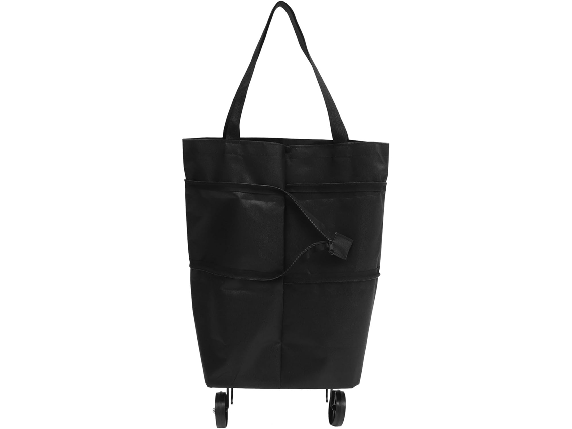 Carrito de compra plegable Nuobesty negro con bolsa de compra grande, ligero y resistente.