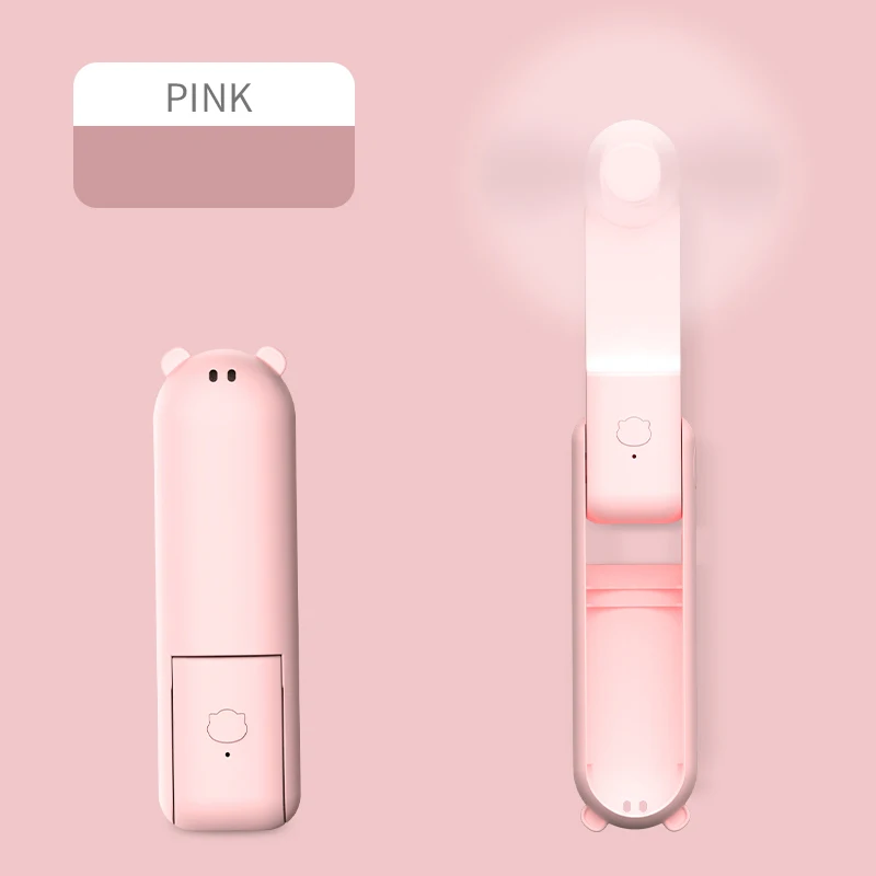 Ventilador Portátil (rosa) Con Carga Usb, 3 Velocidades Ajustables Y Diseño Plegable.