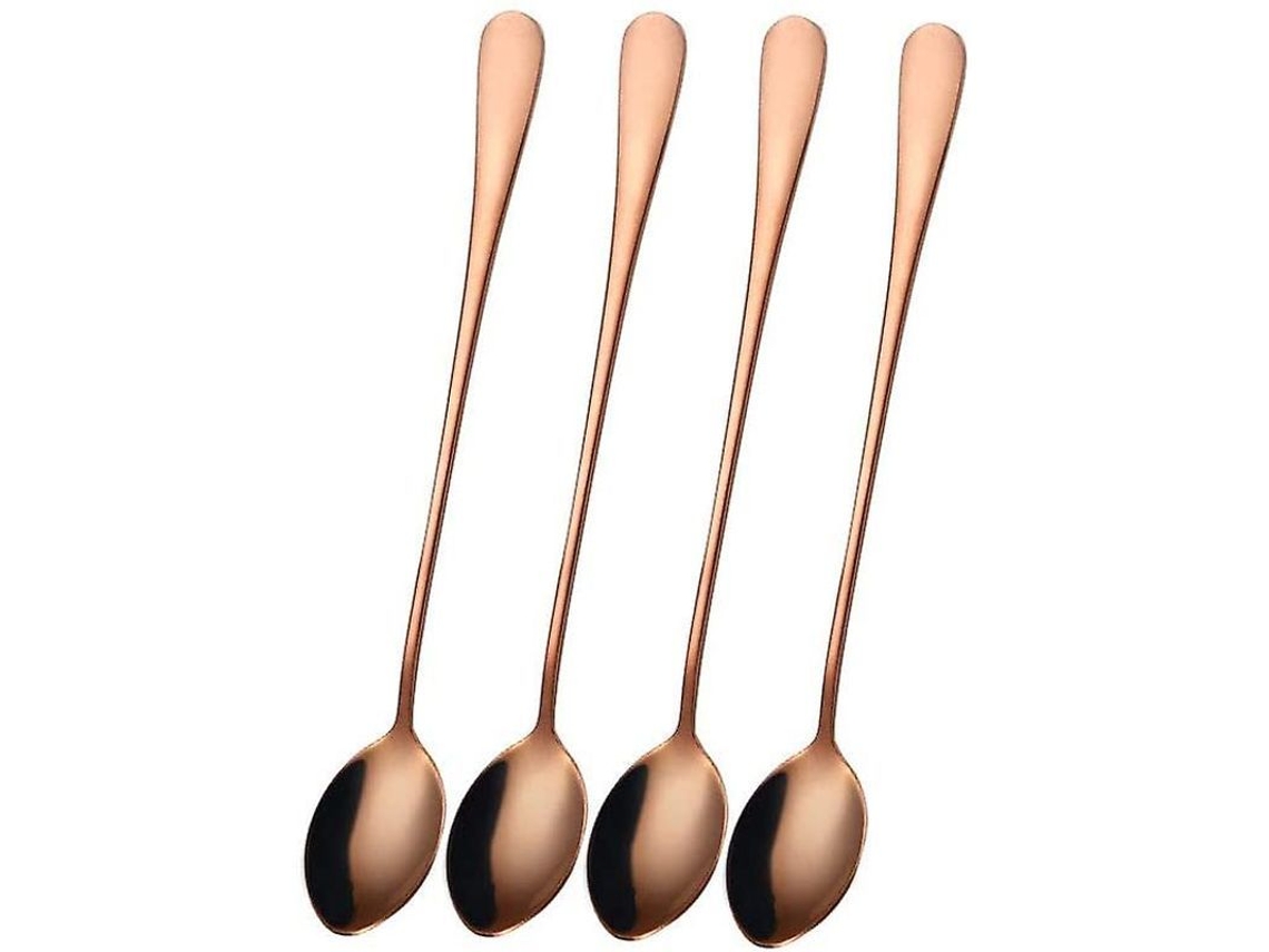 2026altiro-cuchara De Acero Inoxidable Con Mango Largo Para Cócteles Y Batidos, 4 Piezas