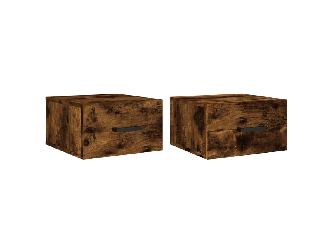 Juego de 2 mesitas de noche de pared de roble ahumado MAISON EXCLUSIVE (35x35x20 cm)