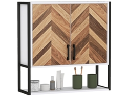 Armario De Pared Para Baño Con 2 Puertas Y Estante Abierto, Blanco, 59x20x60 Cm