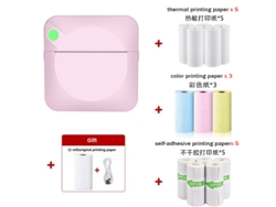 Mini impresora térmica Bluetooth, impresora de etiquetas sin tinta con 14 rollos de papel de impresión, color rosa Digitallab