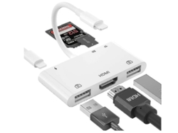 Adaptador HDMI OTG, concentrador HDMI, iluminación USB a AV digital, HDMI 6 en 1, lector de tarjetas SD y TF, adaptador USB para cámara, compatible con Bestvite