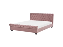 Cama de agua BELIANI Avallon de Terciopelo Rosa 172x233x94