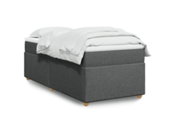 Cama Box Spring Con Colchón Tela Gris Oscuro 100x200 Cm