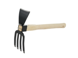 Azada De Doble Uso Con Mango Corto De Madera, Herramienta De Jardinería Manual 2 En 1, Rastrillo Y Azada Para Aflojar O Eliminar Malas Hierbas Del Suelo.