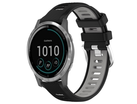 Correa de Reloj Inteligente para Garmin Vivoactive4 Correa Deportiva de Silicona de 22 mm con Hebilla de Acero Bicolor (Negro + Gris)
