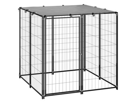 vidaXL Perrera de acero negro 10x110x110 cm