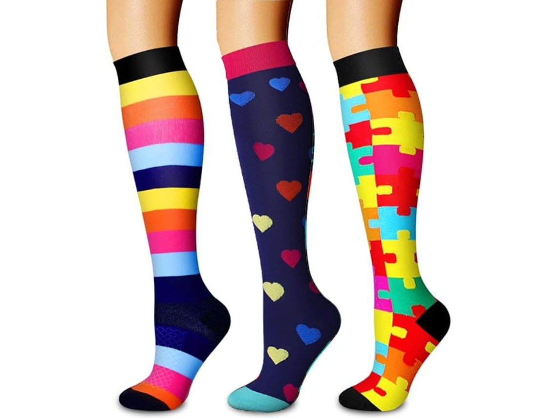 Calcetines De Compresión Digitallab, Paquete De 3, Talla L/xl, Para Hombres Y Mujeres, Soporte Circulatorio Para Actividades Físicas