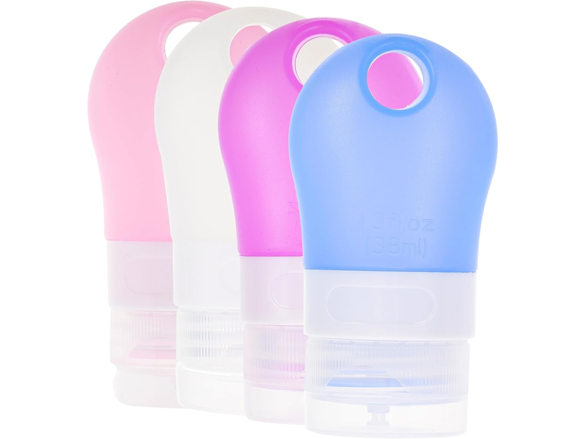 Nuobesty Juego De 4 Botellas De Silicona Para Viaje, Dispensadores A Prueba De Fugas Para Champú.