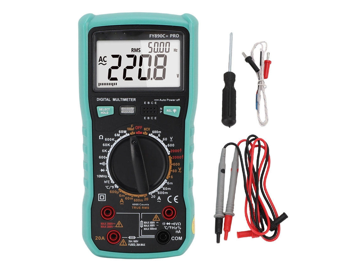 Multímetro Digital Anti-quemaduras De 6000 Cuentas, Probador Eléctrico De Voltaje, Corriente, Capacitancia, Resistencia, Diodo Y Triodo.