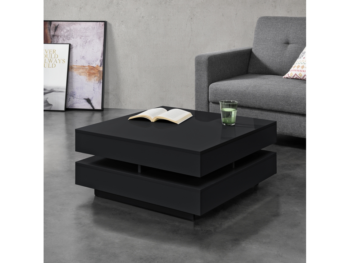 Mesa de Centro [EN.CASA] Märsta  (Negro - Tablero Con Revestimiento De Melamina - 75 x 75 x 35,5 cm)