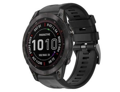 Correa para Garmin Fenix 7 Hebilla de metal Correa de reloj negra de silicona de color sólido VENISYMLIS