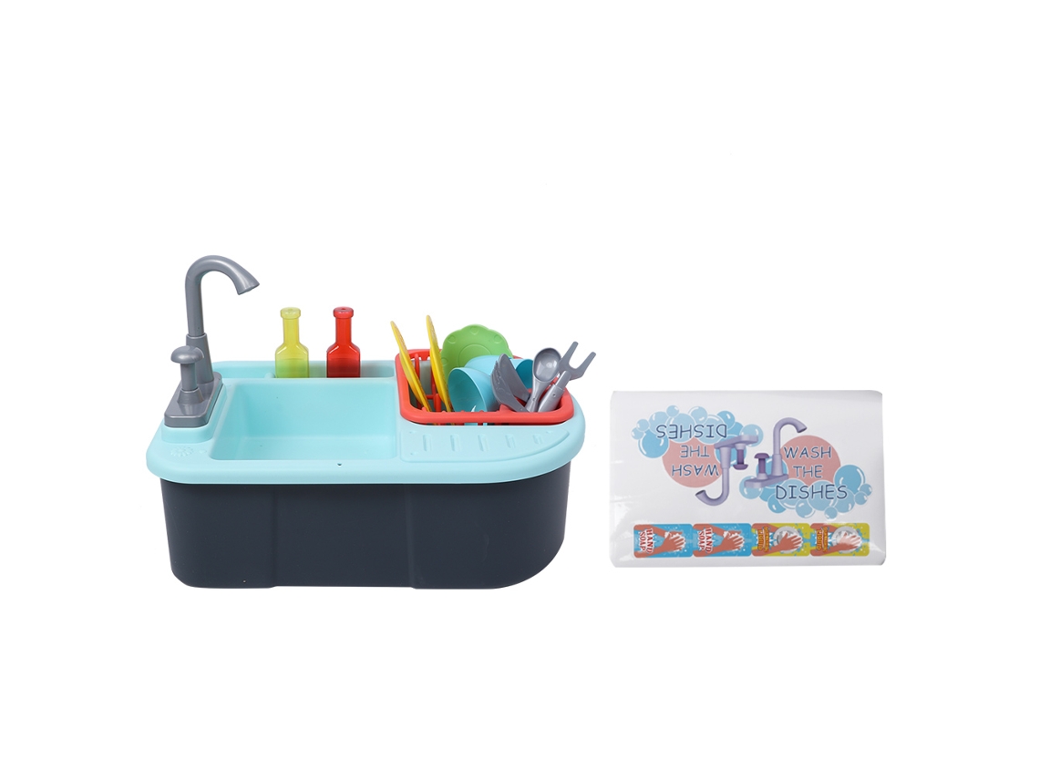 Brinquedo De Cozinha Simulada Pia Com Acessórios Para Pretend Play Infantil Interativo 3+